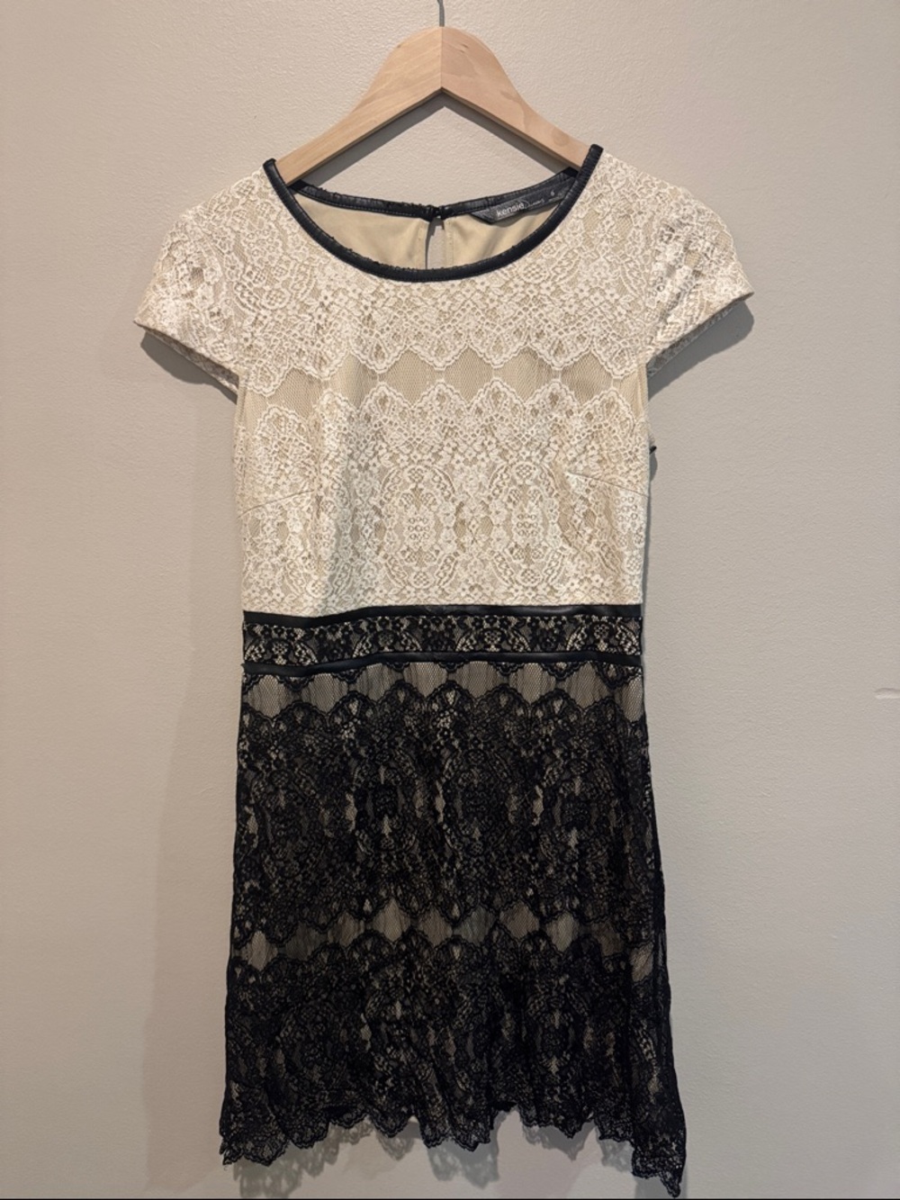 Kensie Black & Cream Lace Dress